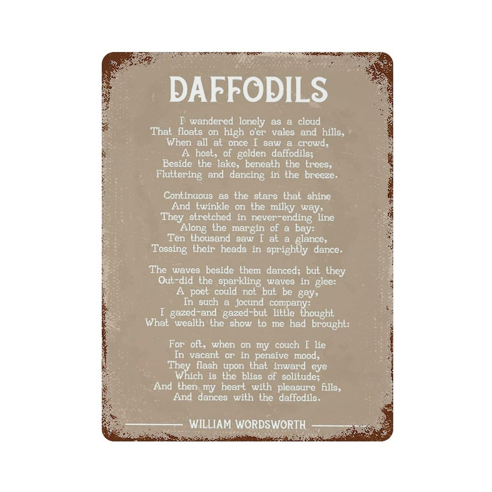 xiaoxiaoshen Quote Daffodils Poem By William Wordsworth Wall Decor Art Metal Tin Poster Modern Home Decor Art Home Bar Shop Decorations Vintage Sign 40x30cm