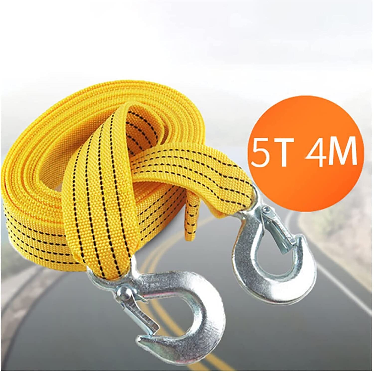 Corda da Traino da 5 Tonnellate e 4 Metri per Camion, Cinghia da Strappo, Fuoristrada, Funi da Traino per Rimorchio, Verricello, Cinghia per Cavo, Cinghie da Traino per Trazione Auto./Yellow