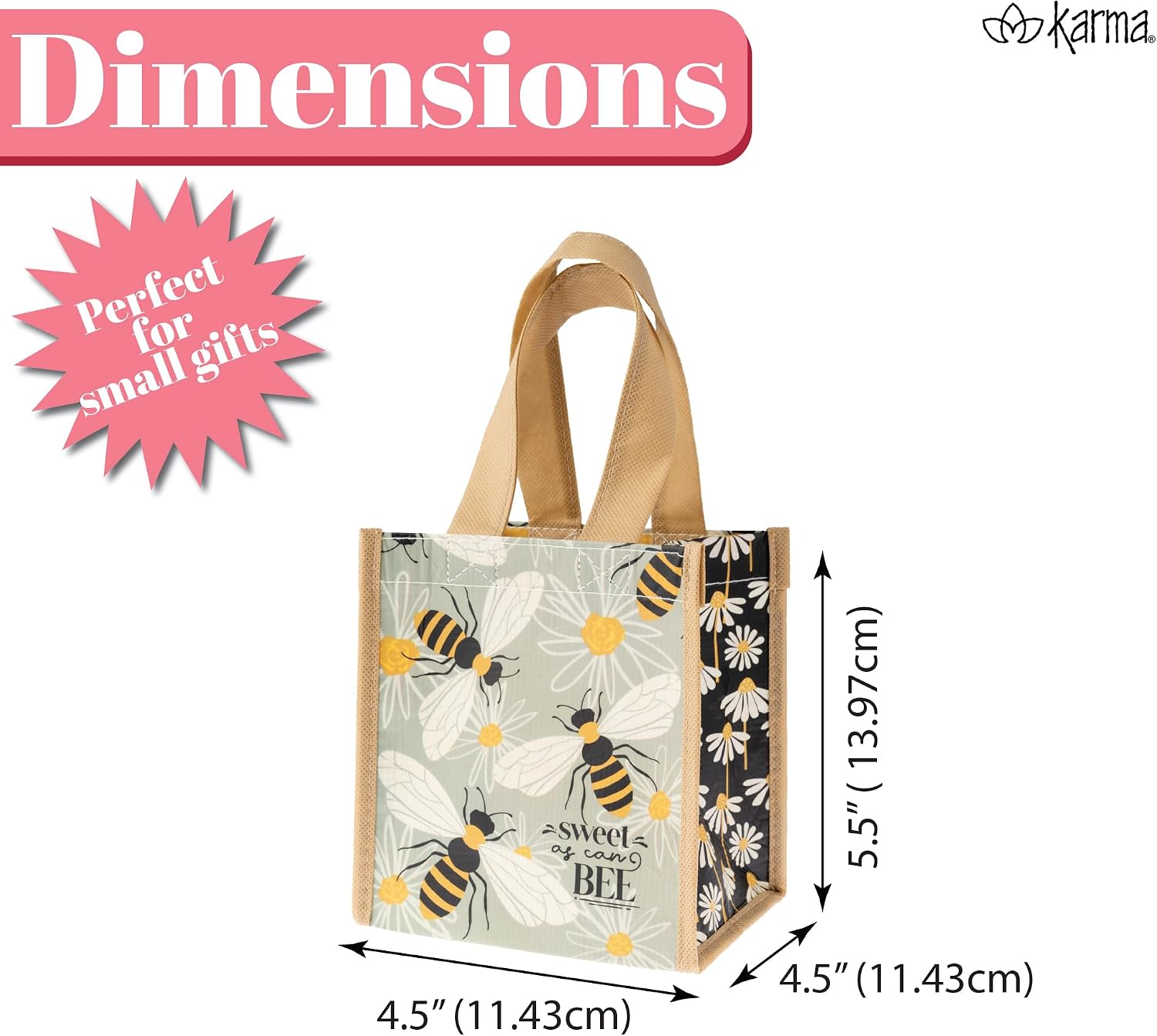 Karma Small Reusable Gift Bags, Tote Bag and Gift Bag with Handles, Perfect for Birthday Gifts and Party Bags RPET 1 Dog