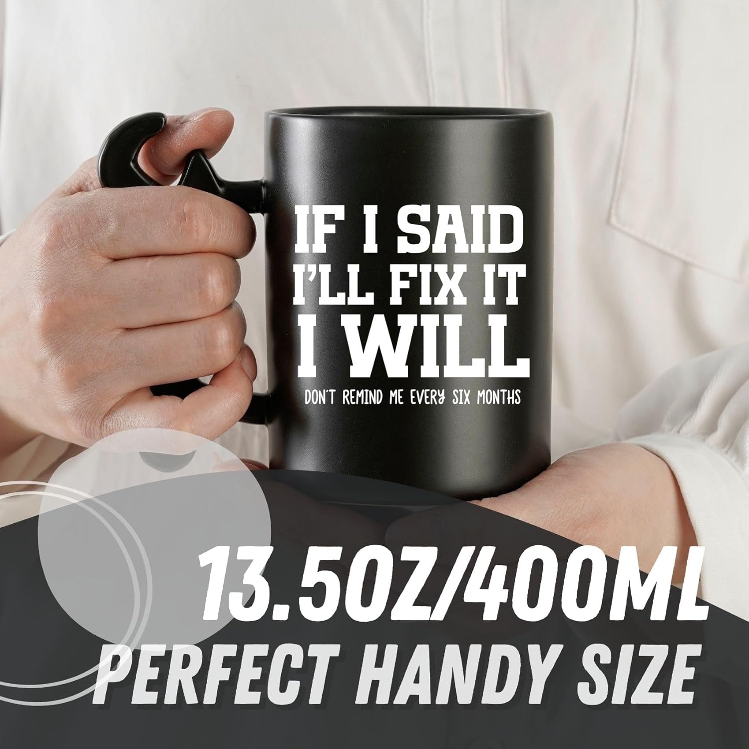 Onebttl Funny Coffee Mug with Wrench Spanner Handle, Gifts for Husband, Boyfriend on Birthday, Father's Day, Anniversary, Valentine's Day, 13.5oz - I Will - Image 4