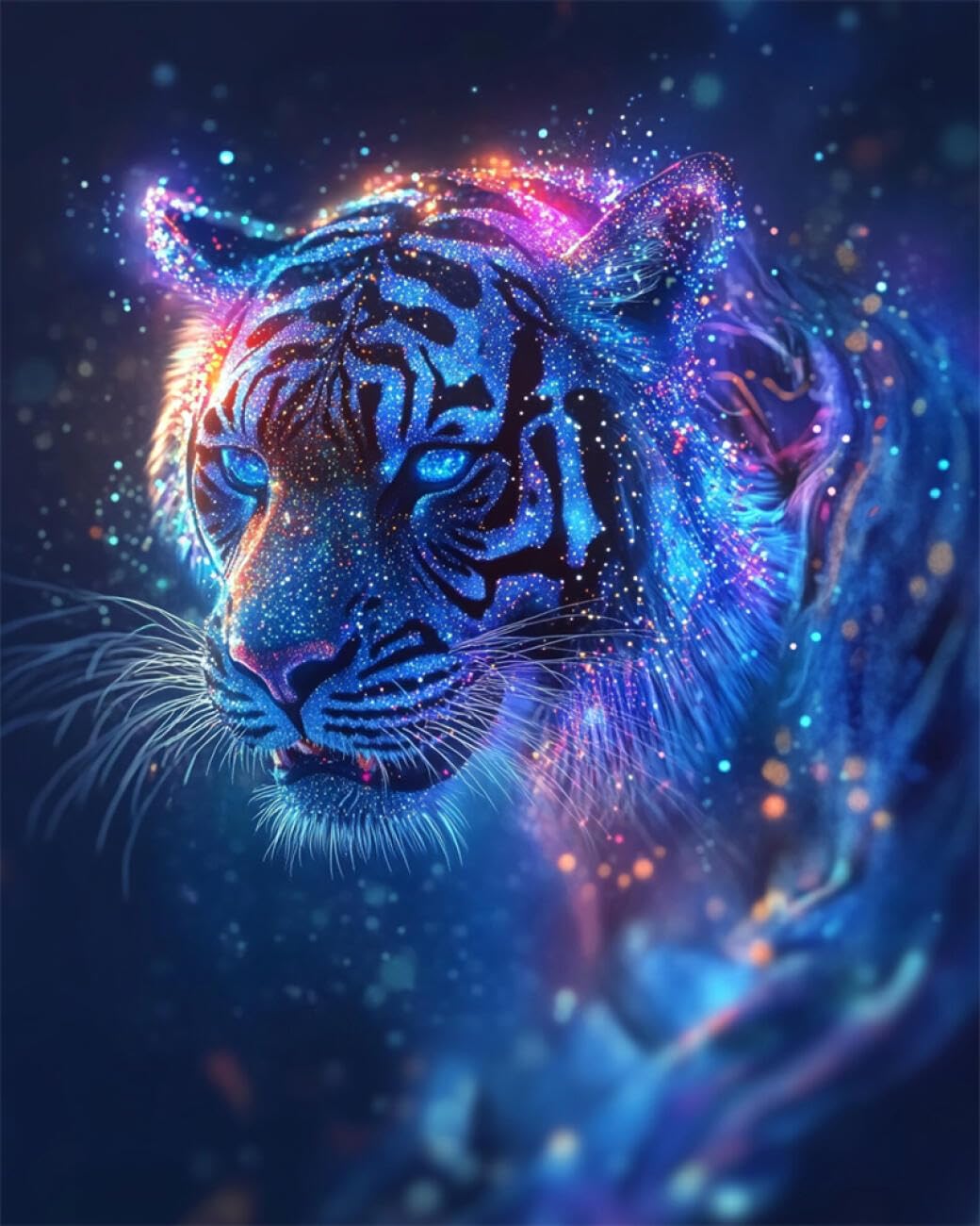 RKFLGEW DIY Embroidery Set Colorful Tiger 30x40cm