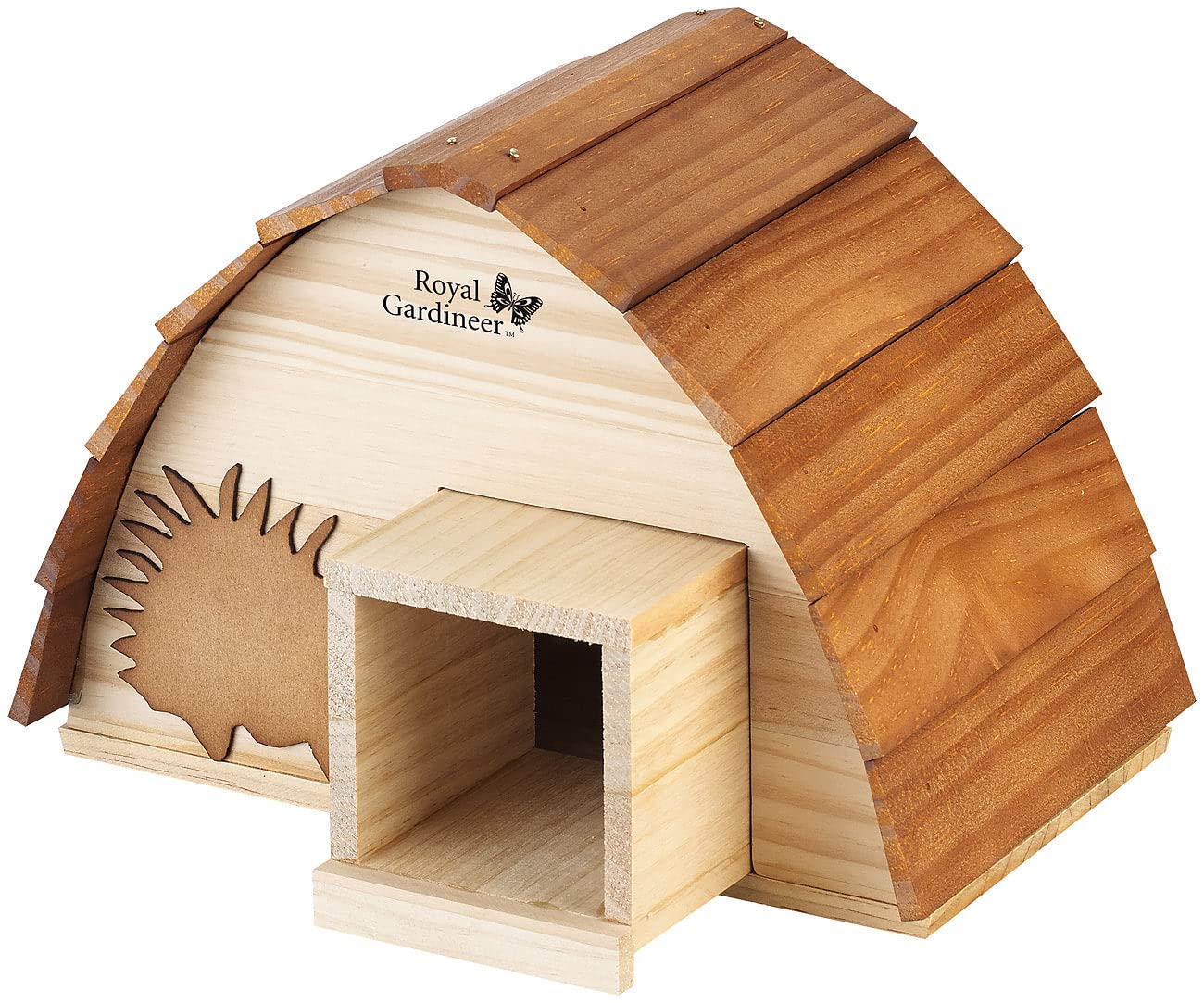 Royal Gardineer Igelhaus Bausatz Holz: 2er-Set wetterfeste Igelhäuser mit Schindeldach aus Echtholz, Bausatz (Igelfutterhaus, Igelnest, Insekten)