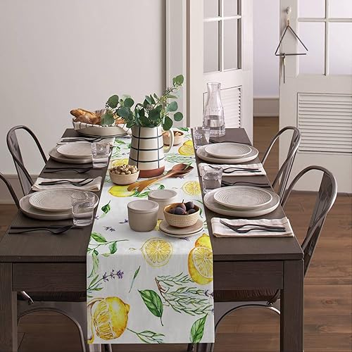 Miniatura 10 de Greeeen Camino de mesa de lino y algodón hojas de palma tropicales para cenas familiares banquetes fiestas y celebraciones decoración de mesa de