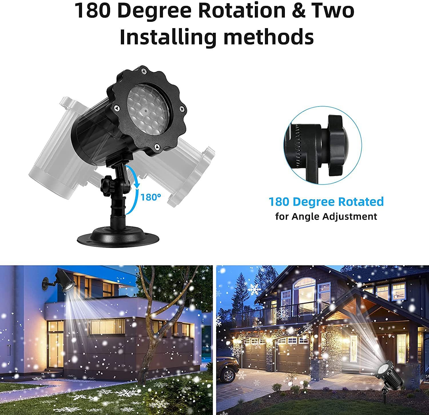Projecteur de flocons de neige, projecteur de lumière de Noël, projecteur de nuit de vacances, lampe de projecteur rotative for Halloween, Noël, nouvel an, cadeau de mariage, jardin, paysage décoratif