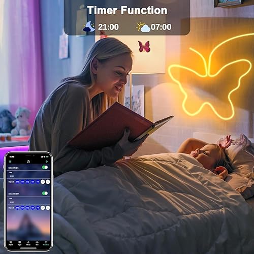 Miniatura 4 de Cozylady Tira de luces LED de neón Bluetooth de 16.4 pies con control remoto de aplicación, IP67 impermeable, flexible, tira de luces LED de neón