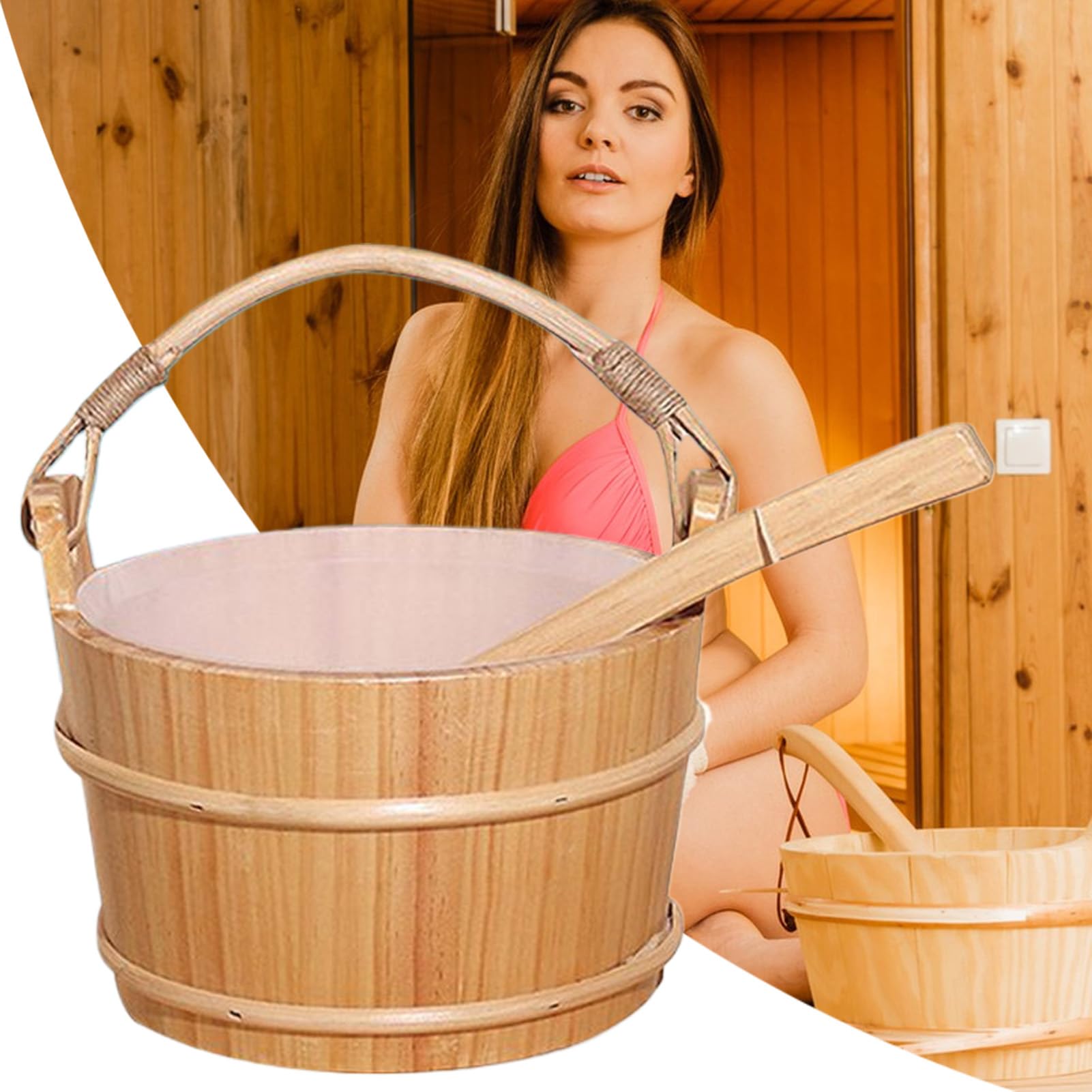 Zestaw z wiaderkiem do sauny Przenośne Akcesoria Spa Do Relaksacji Ciała I | Zestaw Drewniane Wiaderko Do Sauny Przybory Kąpielowe Pocenie Dla Kobiet Domowe Spa Prysznic