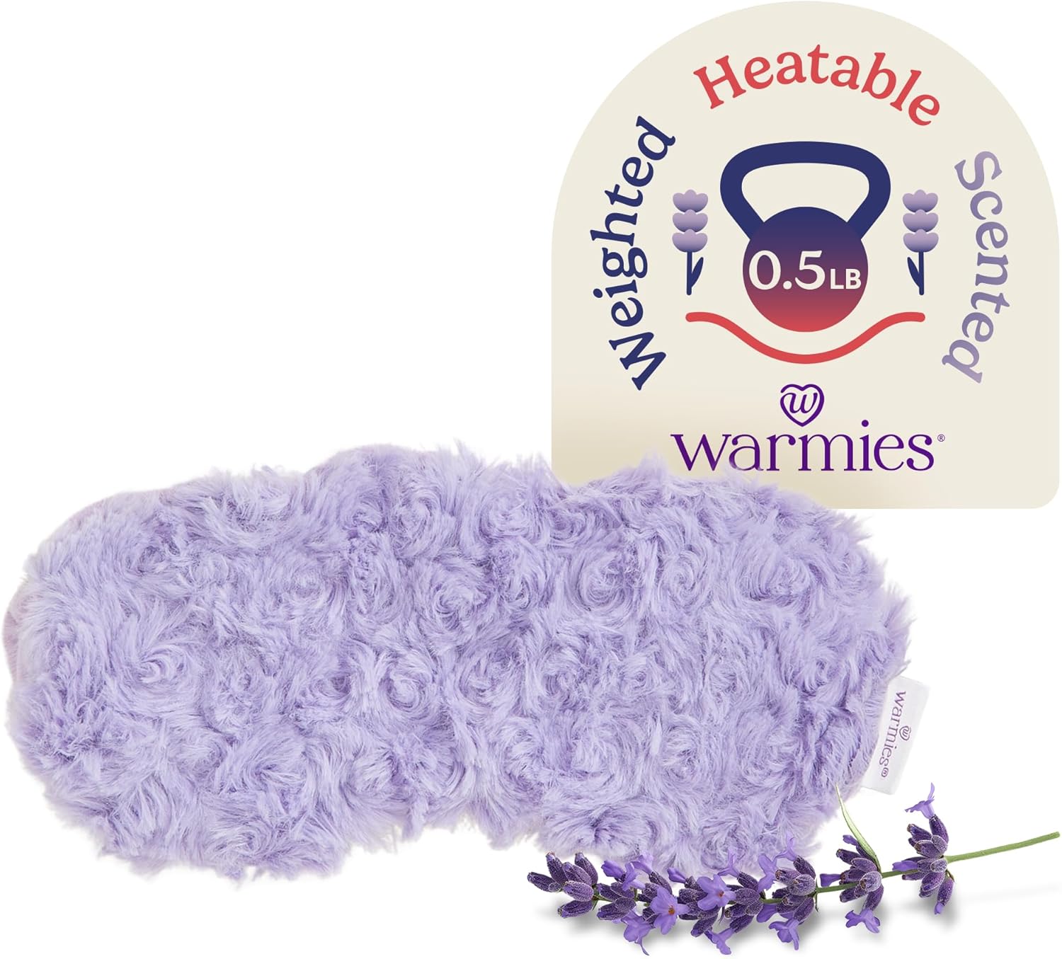warmies Microwavable Eye Mask for Warmth & Comfort – Heating & Cooling Compress for Calming Relaxation – Weighted & Heated Eye Mask with Scented Lavender for Sleeping – Curly Purple