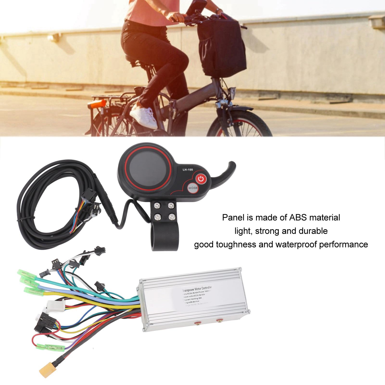 BuyWeek Kit Controller Brushless Bici Elettrica Controller Onda Sinusoidale 36V 48V 60V 1000W 38A 3 Modalità con Display LH100