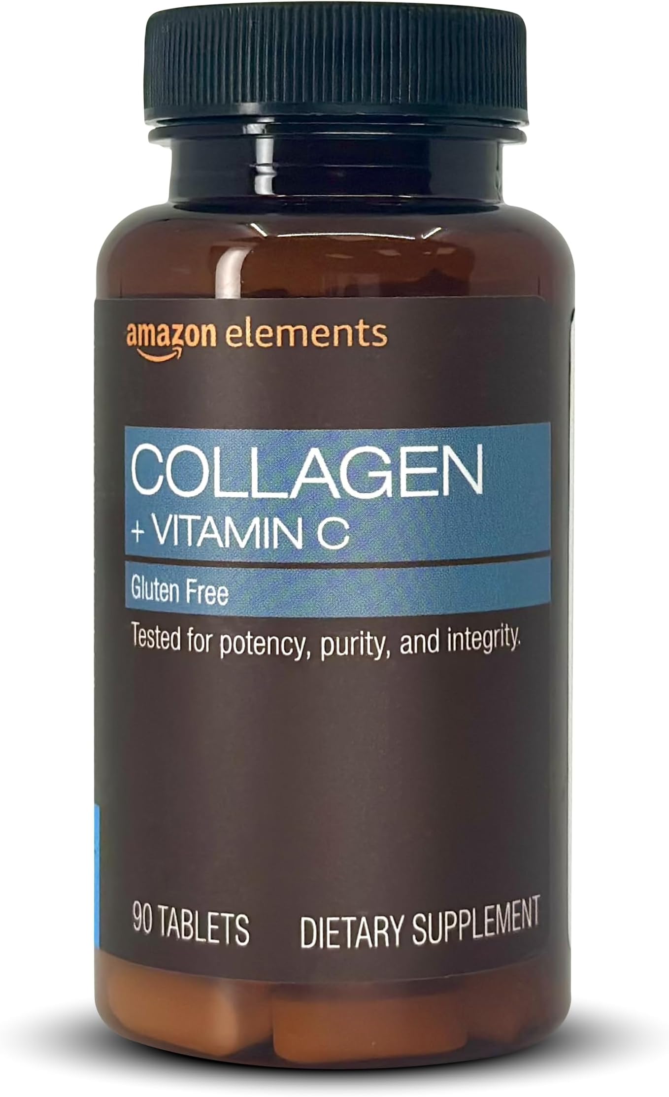 Amazon Elements Collagen Peptides + Vitamin C, 2500mg Collagen Peptides, Gluten Free, 90 Tablets, 1 Month Supply