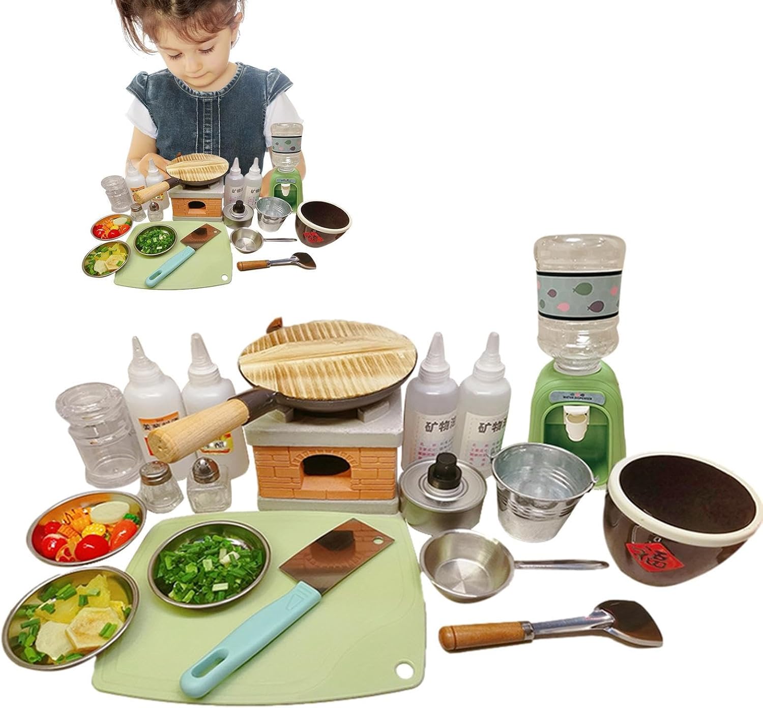 Mini Cook Set - Realistic Cooking Tools, Metal Frying Pot, Tiny Kitchen Utensils with Stove Burner, Real Heat Miniature Cookware | Functional Cooking Accessories for Creating Real Dishes in Play