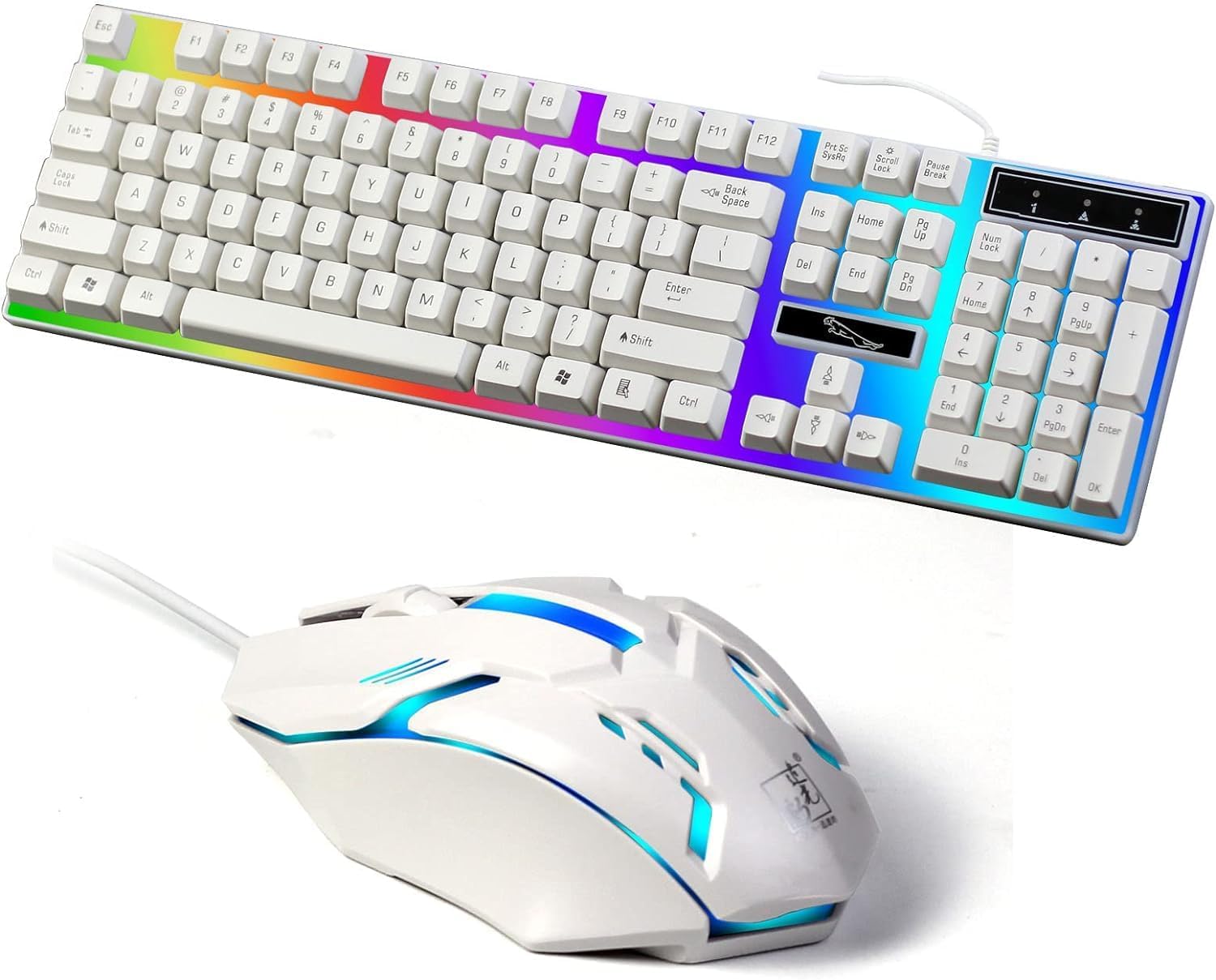 SKY-TOUCH G21 Computer Gaming Keyboard and Mouse Combo - Flexible Polychromatic LED Lights Mechanical Feel Wired USB Work Keyboard Mouse Set for