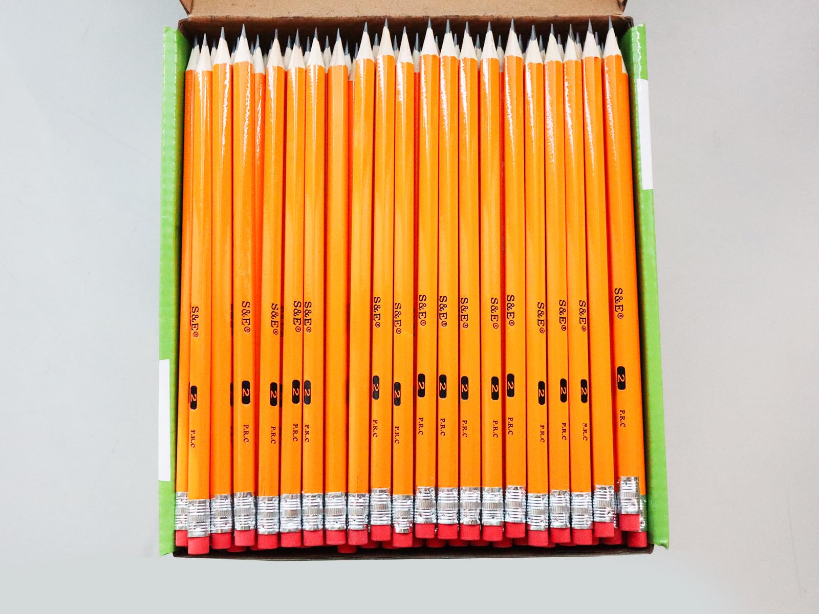 S & E TEACHER'S EDITION Lot de 200 crayons en bois #2, pré-aiguisés, 2 mines HB en vrac, crayons n°2, crayons jaunes avec gommes