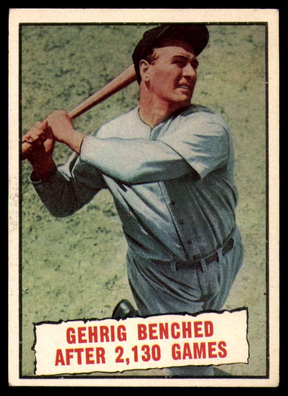 Baseball MLB 1961 Topps #405 Gehrig Benched After 2,130 Games EX++ Yankees