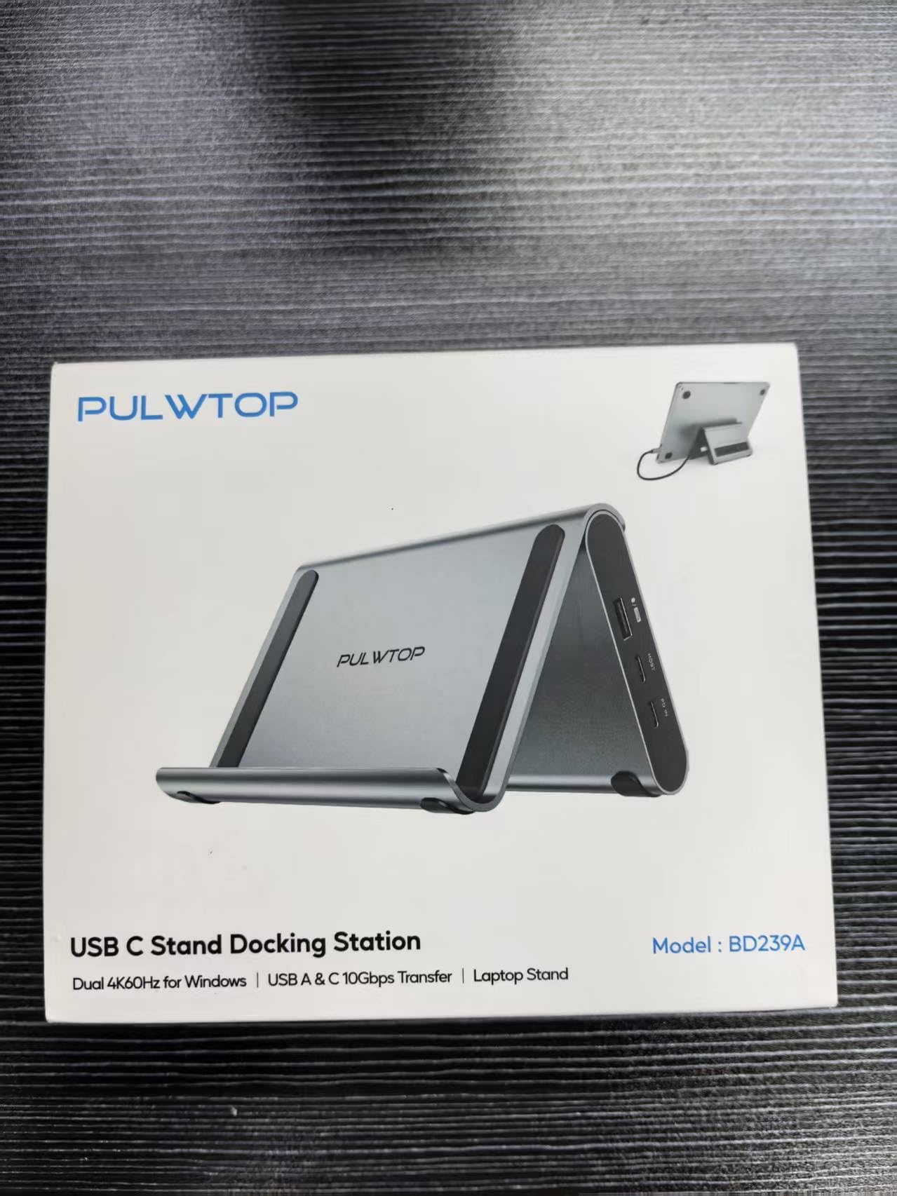 USB C Docking Station Dual Monitor 4K@60Hz, 6X USB-A/USB-C, Plug & Play | PULWTOP USB C Hub mit 2x HDMI, PD, Ethernet, vertikale Dockingstation für Surface Pro 11/10/9/8 & Windows Laptop - Grau