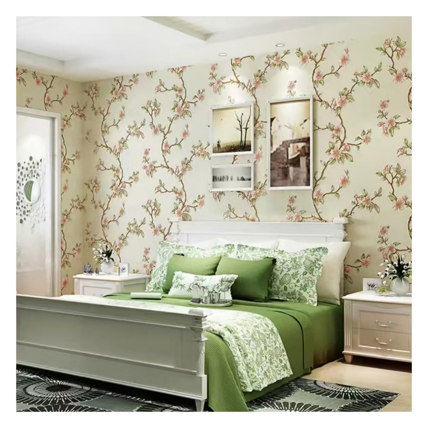 Lxlambentive Self Adhesive Wallpaper, Country Style Peel and Stick Wallpaper, Embossed Non-Woven Wood Fibre Finish, 53cm Wide Roll, Decor for Living Room, Bedroom & Children's Room(V,0.53x5m)