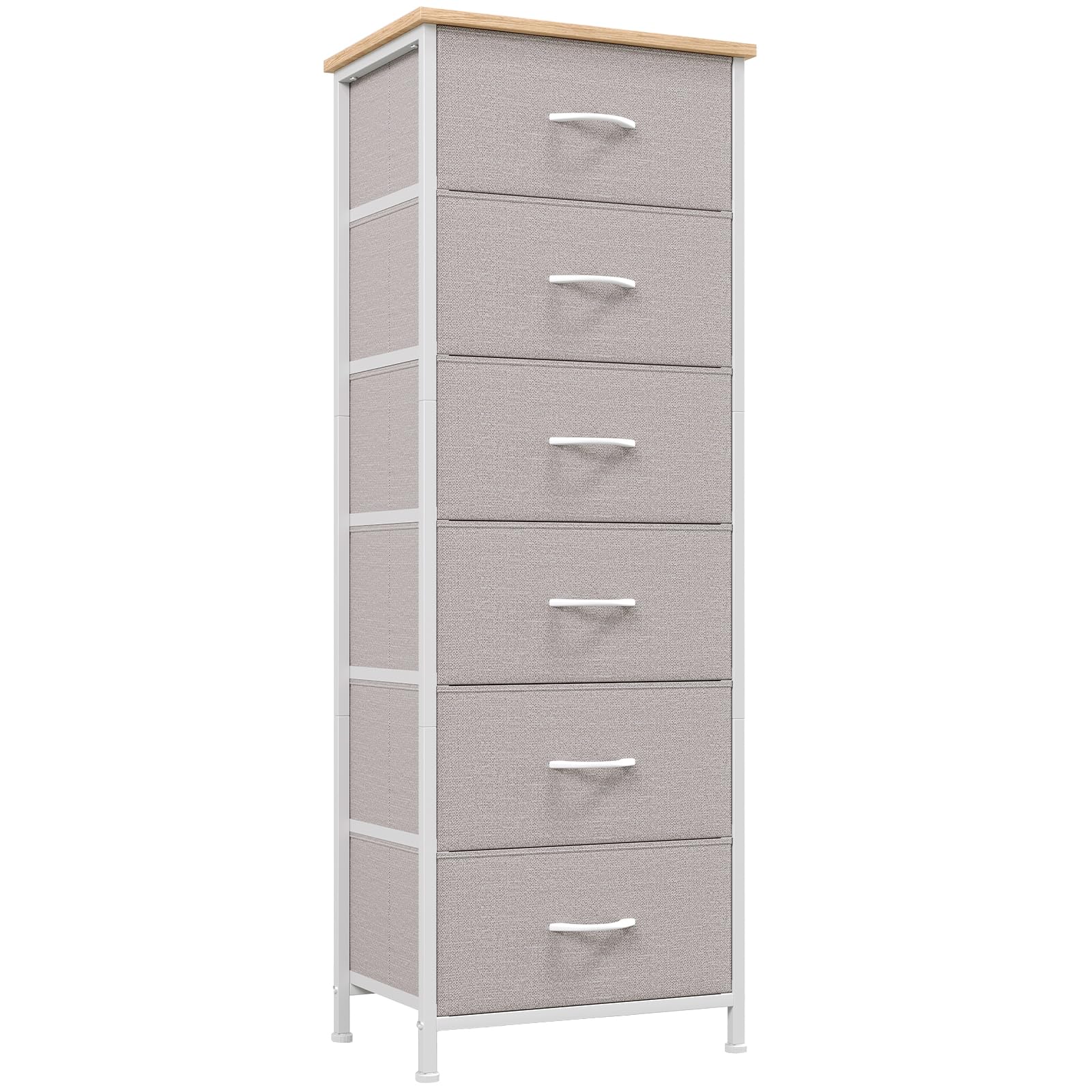 Somdot Tall Dresser for Bedroom with 6 Drawers, Storage Organizer Chest of Drawers with Removable Fabric Bins for Closet Bedside Living Room Laundry