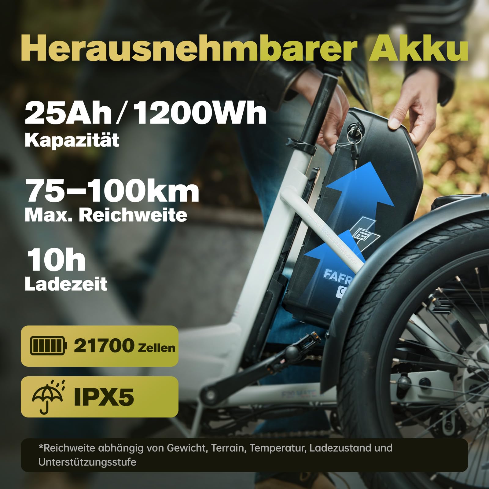 Fafrees F20 Mate Elektro Dreirad für Erwachsene, E Bike Klapprad 20 * 3.0 Zoll, E-Bike 3 Rad Lasten 48V 65 Nm, senioren e-Dreirad Hydraulische Bremsen, Belastung 180KG