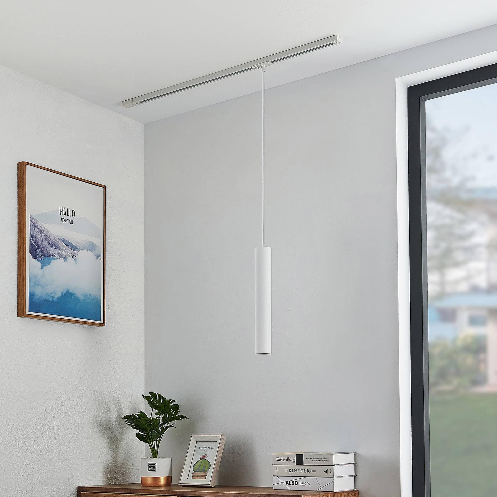 Lindby Lámpara para sistema de riel Linaro (Moderno) en Blanco hecho Metal e.o. Salón & Comedor (1 llama, GU10) carril foco