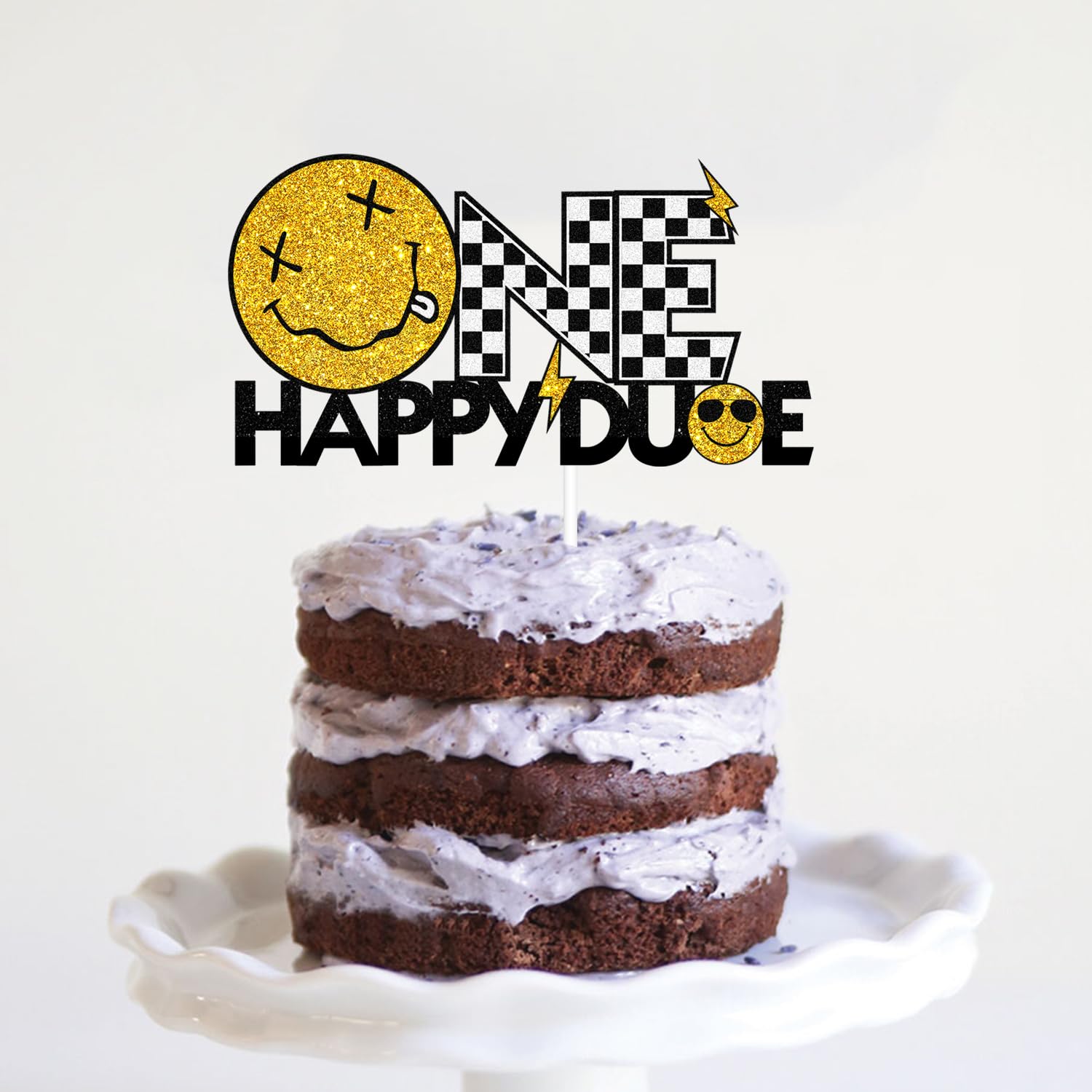 24 PCS One Happy Dude Cake Toppers - 1st Birthday Decorations With Smiley Faces & Balls