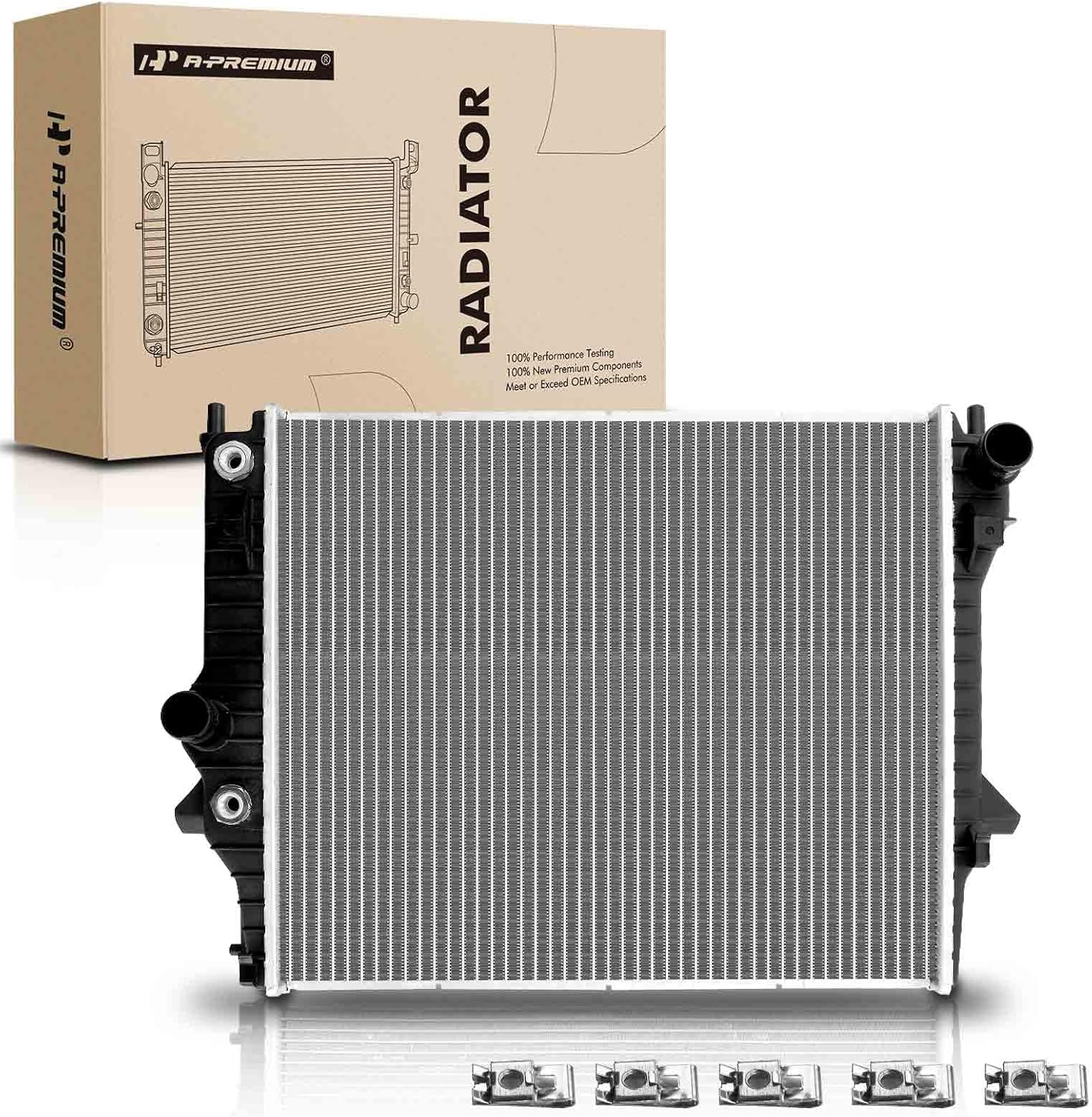 A-Premium Engine Coolant Radiator Assembly with Transmission Oil Cooler Compatible with Jaguar XF 09-10, XJ8 XJR 07-09, S-Type 03-08, 3.0L 4.2L, Automatic Trans., Replace# C2C001448