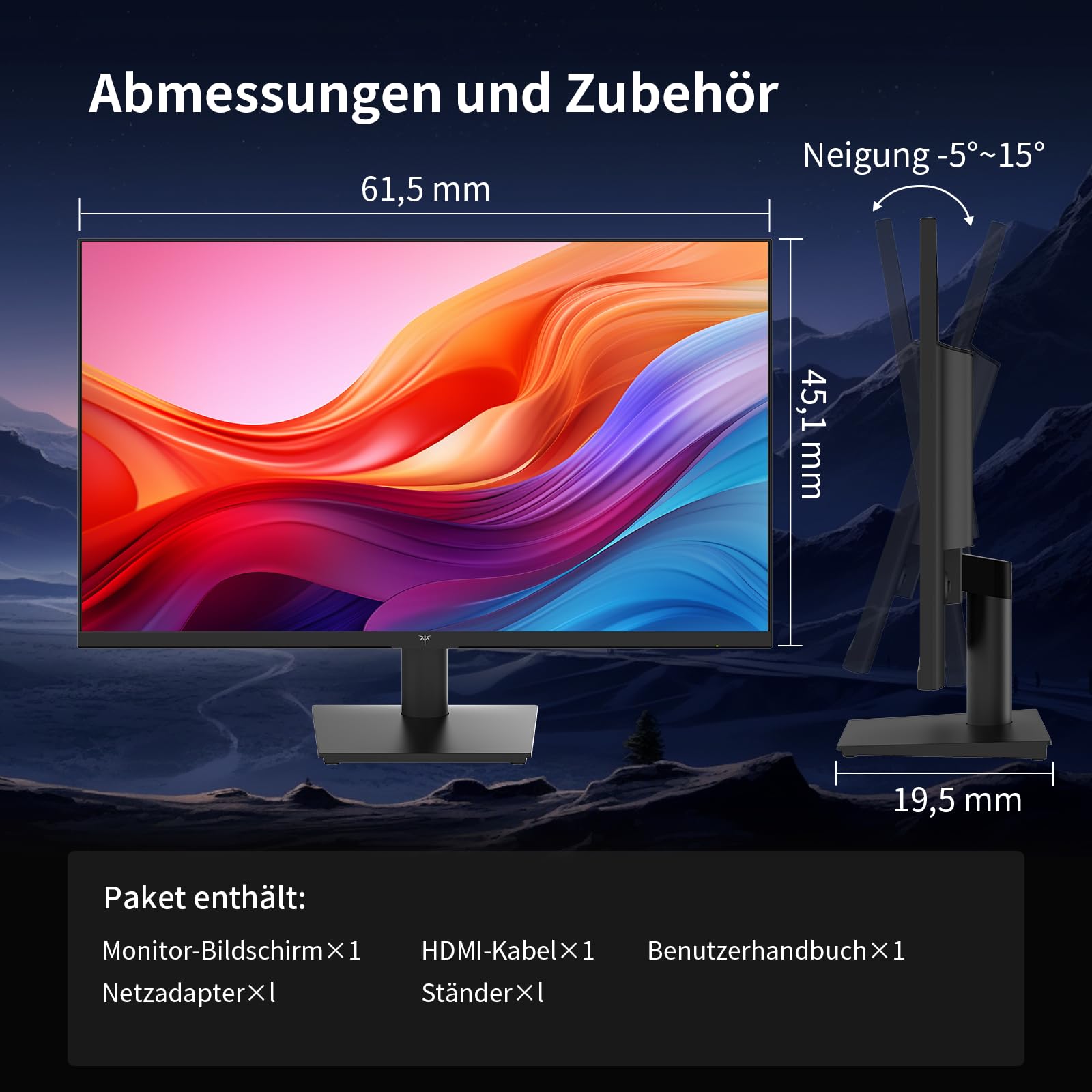 KTC 27 Zoll QHD 2K 100Hz IPS Monitor, 96% DCI-P3, 126% sRGB, VESA 75x75mm, 350 cd/m², Adaptive Sync