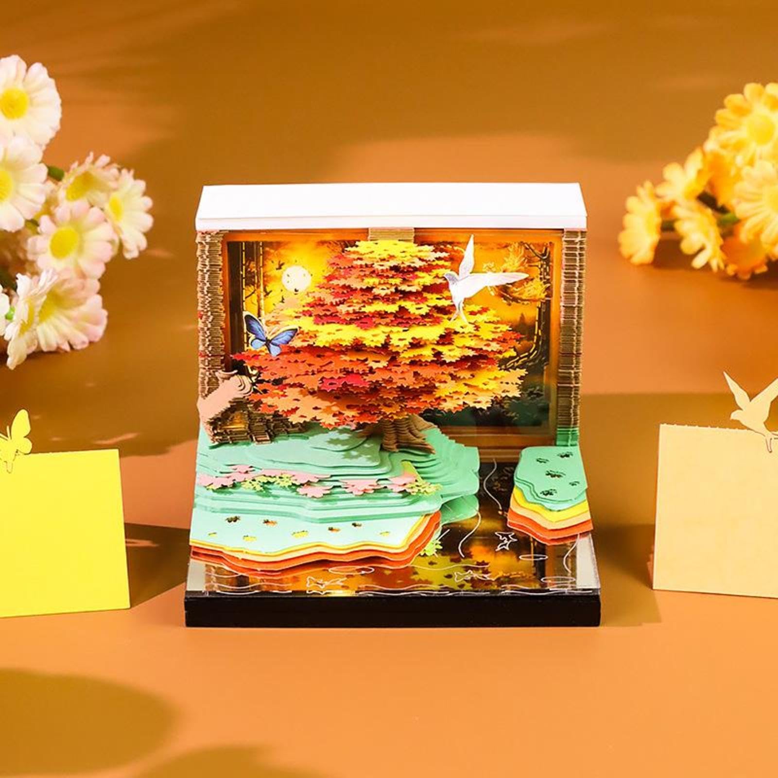 Calendario 3D 2027 Blocco note illuminato a forma di albero | Calendario da scrivania con fogli staccabili Per Uomo Donna Studenti Insegnanti Casa Ufficio Camera Da Comodino Compleanno