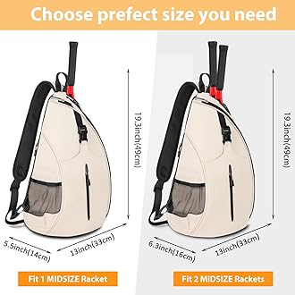 Ytonet Tennis Bag, Tennis Sling Backpack Crossbody Water Resistant for Men Women, Holds Tennis Badminton Pickleball Rackets