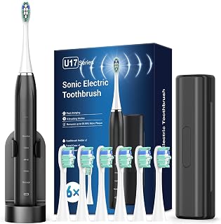 Sonic Electric Toothbrushes for Adults - Rechargeable Sonic Electric Toothbrush, Battery Toothbrush Electric Tooth Brush with 6 Duponts Heads, 3 Hours Fast Charge