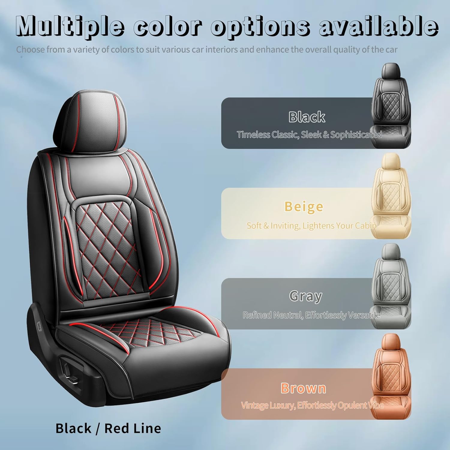 Fit Colorador Car Seat Covers Compatible with Chevy Colorado 2015-2025 2026, Premium Leather Breathable, Wear Resistant, Airbag Compatible, All-Weather & Full Coverage, Full Set Red Line Black
