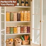 ComSaf 1.5L Airtight Glass Storage Jars with Bamboo Lid Set of 3, Clear Food Storage Container Square Kitchen Pantry Storage Canister for Noodles Flour Cereal Rice Sugar Tea Coffee Beans Snacks