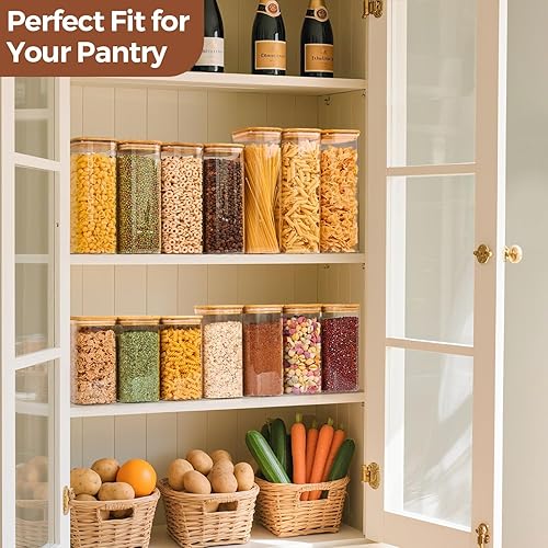 Miniatura 32 de ComSaf Recipientes de almacenamiento de alimentos con tapas herméticas, juego de 6, recipiente de vidrio transparente con tapa de sellado,