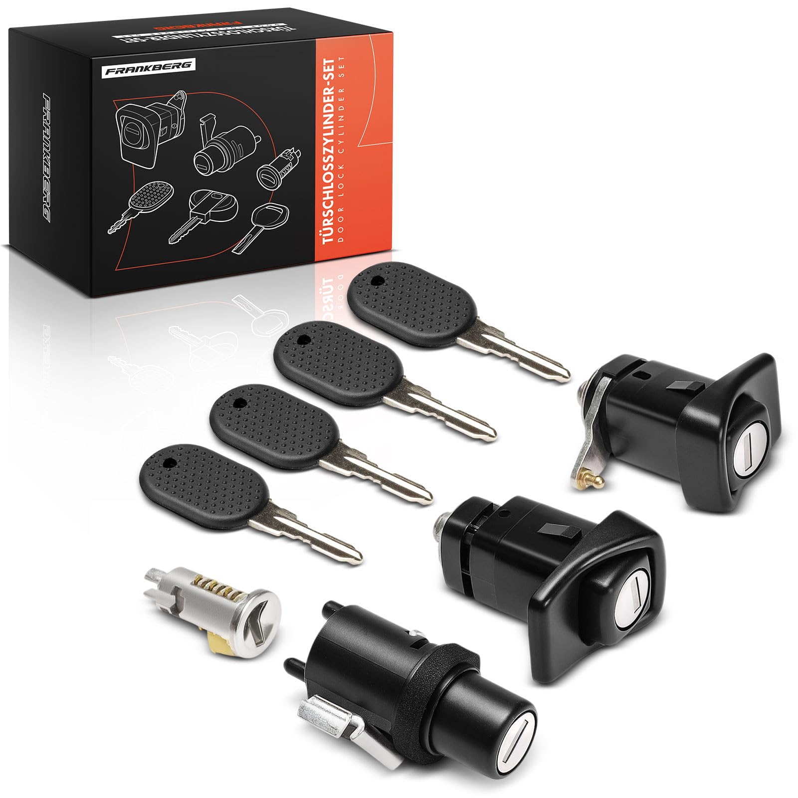 Frankberg 4x Cilindro de cierre Cerradura de puerta Llave Delantero Trasera Compatible con 141 0.8L-1.3L Compacto 1986-2004 Replace# 7654911,7696108