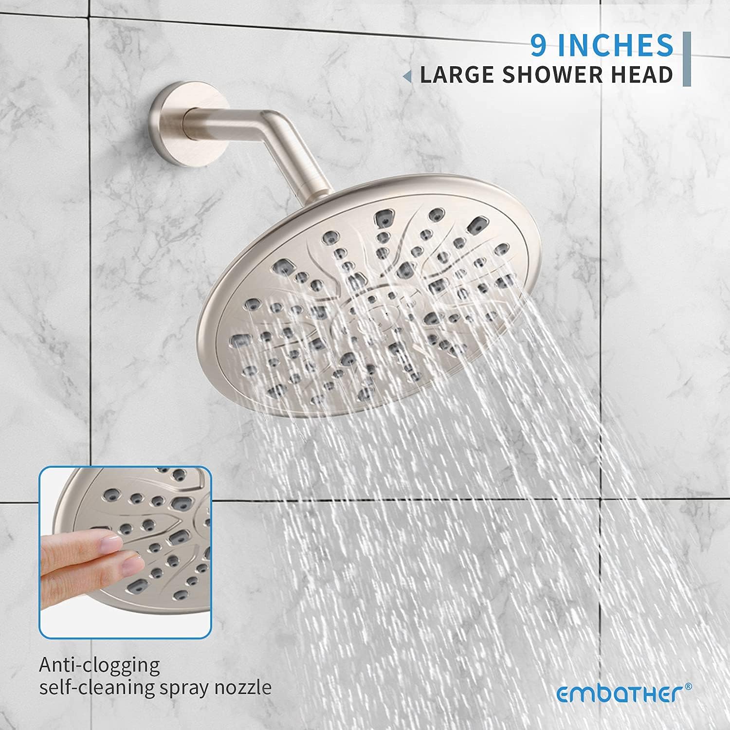 Exсluѕіvе Dіѕсоunt 🔥 EMBATHER Shower Faucet Set with Tub Spout,Dual Function Shower Trim Kit(Rough-in Valve Included) with 9 Inch Shower Head,Rain Mixer Shower System Wall Mounted Rainfall Shower Combo Set, Brushed Nickel 70% оƒƒ Evеrуthіng EMBATHER Shower Faucet Set with Tub Spout,Dual Function Shower Trim Kit(Rough-in Valve Included) with 9 Inch Shower Head,Rain Mixer Shower System Wall Mounted Rainfall Shower Combo Set, Brushed Nickel