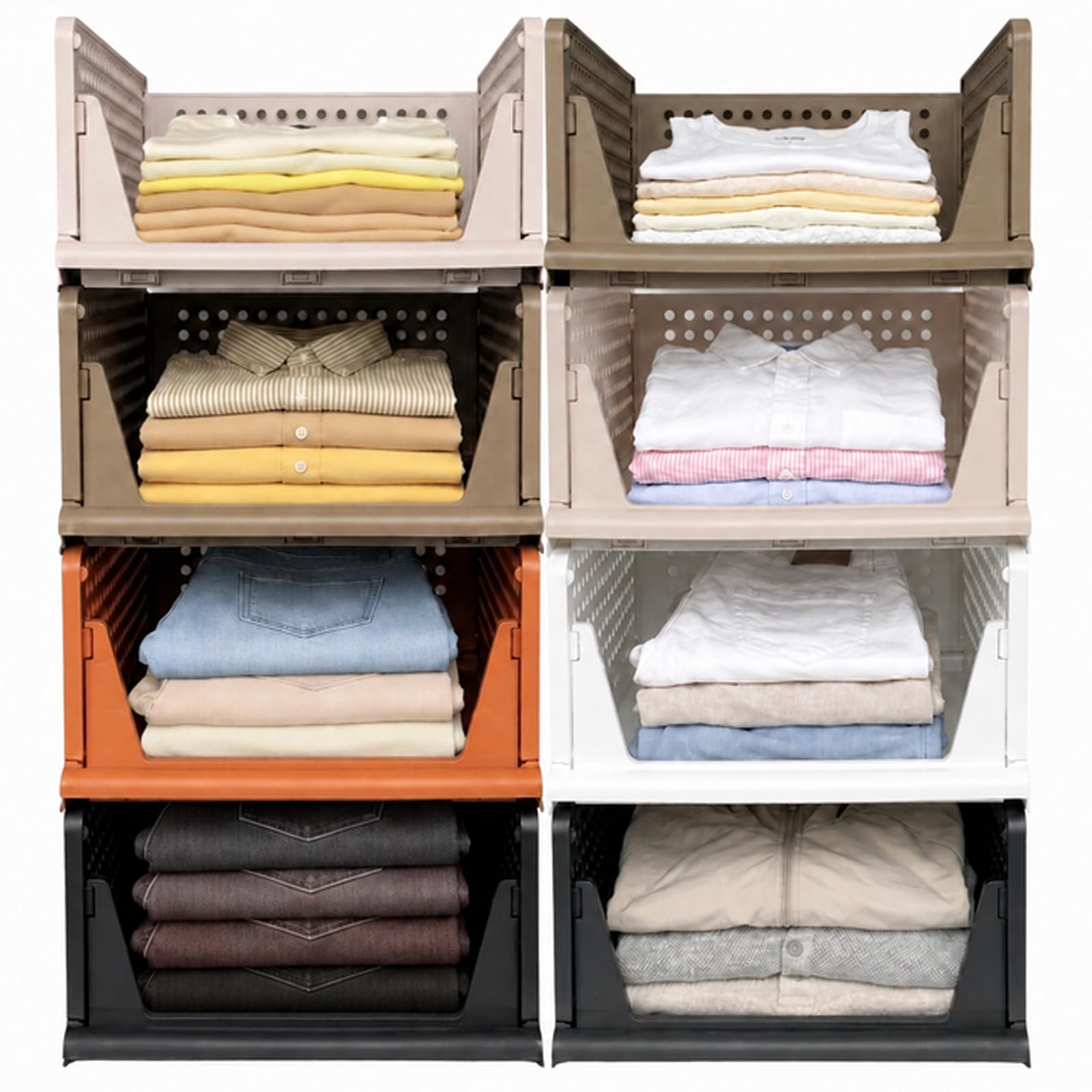 RMAN Organizer Armadio di 8 Pezzi Cassetti per Armadio Interno Organizer Armadio Plastic Contenitori Salvaspazio per Camera da letto, Casa, Cucina, Bagno, Marrone | organizer guardaroba, scatole portaoggetti, vestiti, biancheria intima, top, pantaloni, cr