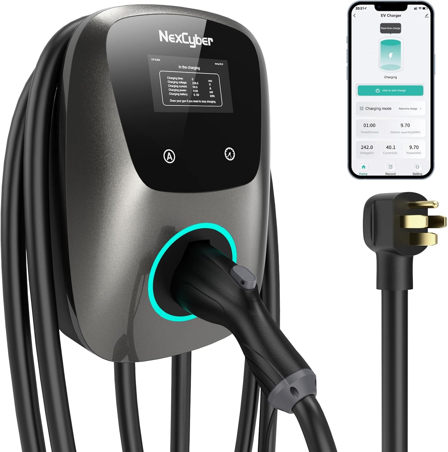 Level 2 EV Charger(WiFi APP/Plug-Play)