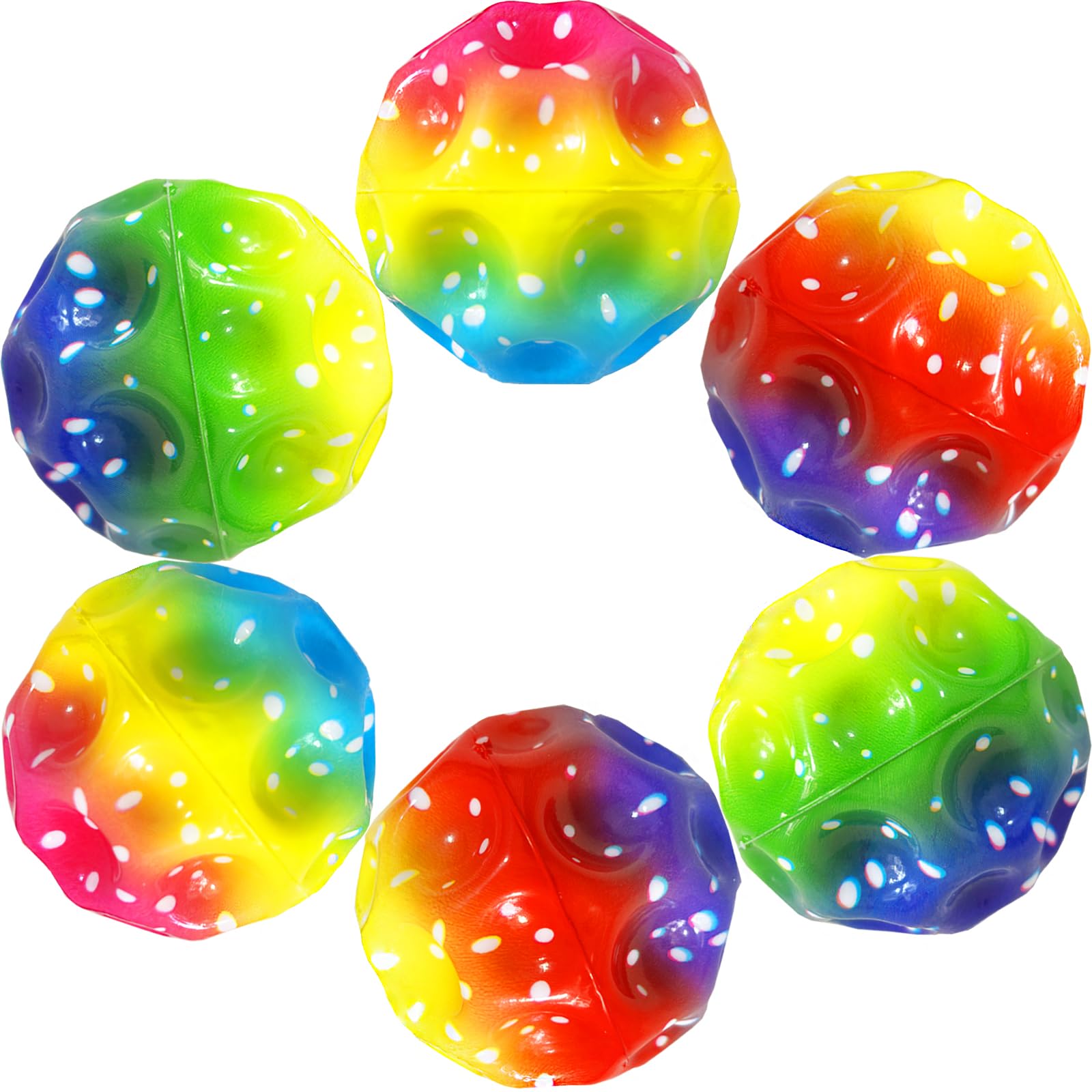 6 Pack Super High Moon Bouncy Balls Bulk Funny Ball for Improve Hand Eye Coordination Training for Athletes Wall Ball Bouncing Jumping Easy for Take