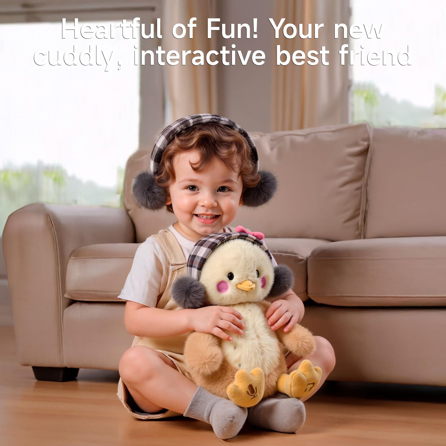 TUMAMA KIDS Talking Singing Hug Chick Toy Children, Interactive Plush Toy with 6 Songs and Movable Wings, Repeat Hug Me - Image 2