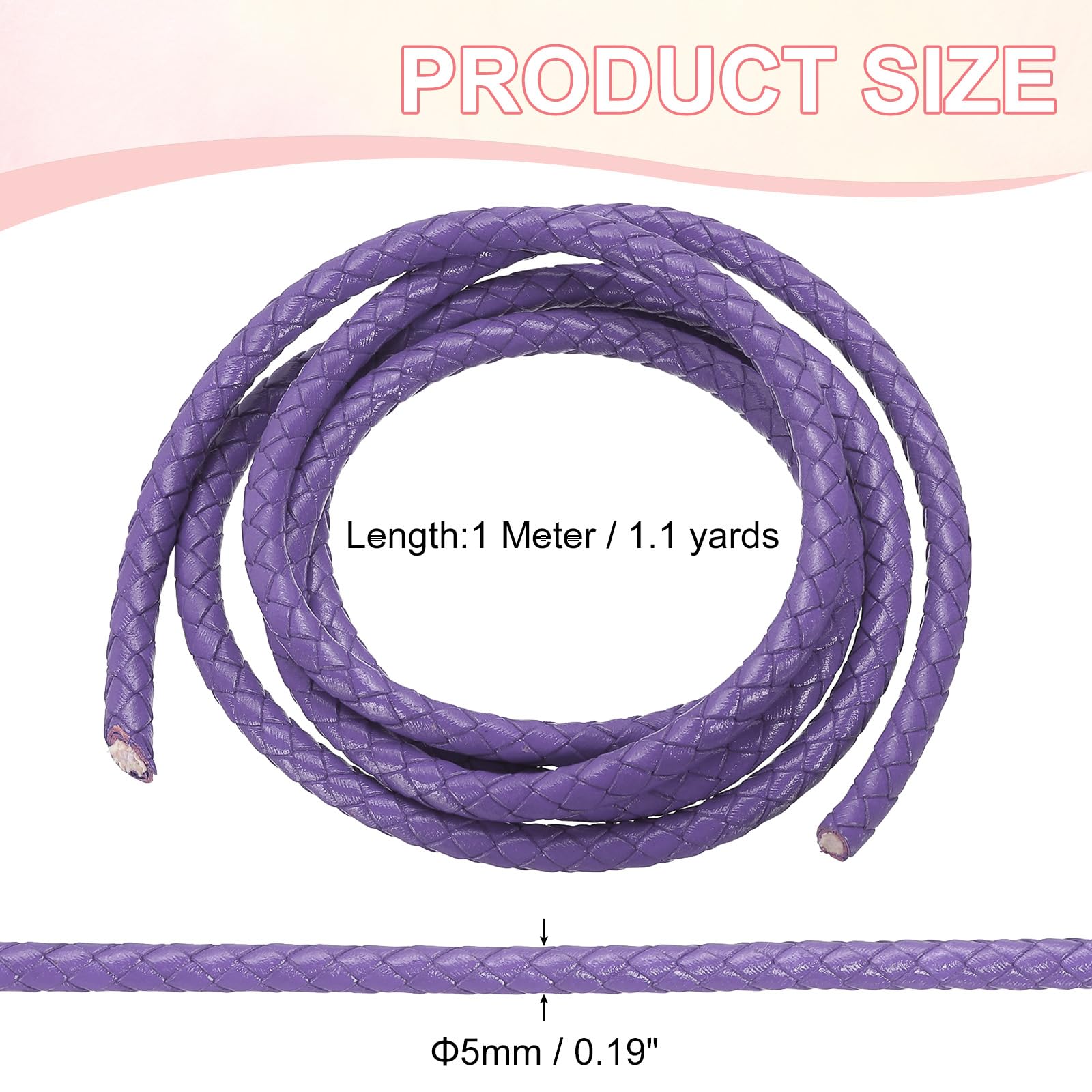 PATIKIL Round Braided Leather Cord - Image 2
