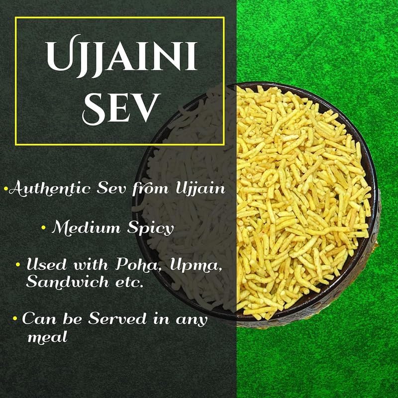 Image of Santushti Namkeen Authentic Ujjaini Poha Sev- 200gm | Crispy Medium Spicy Indian Snack Made in Groundnut Oil | Traditional Tea Time Snack | Healthy Munching Anytime | Fresh & Flavorful Taste