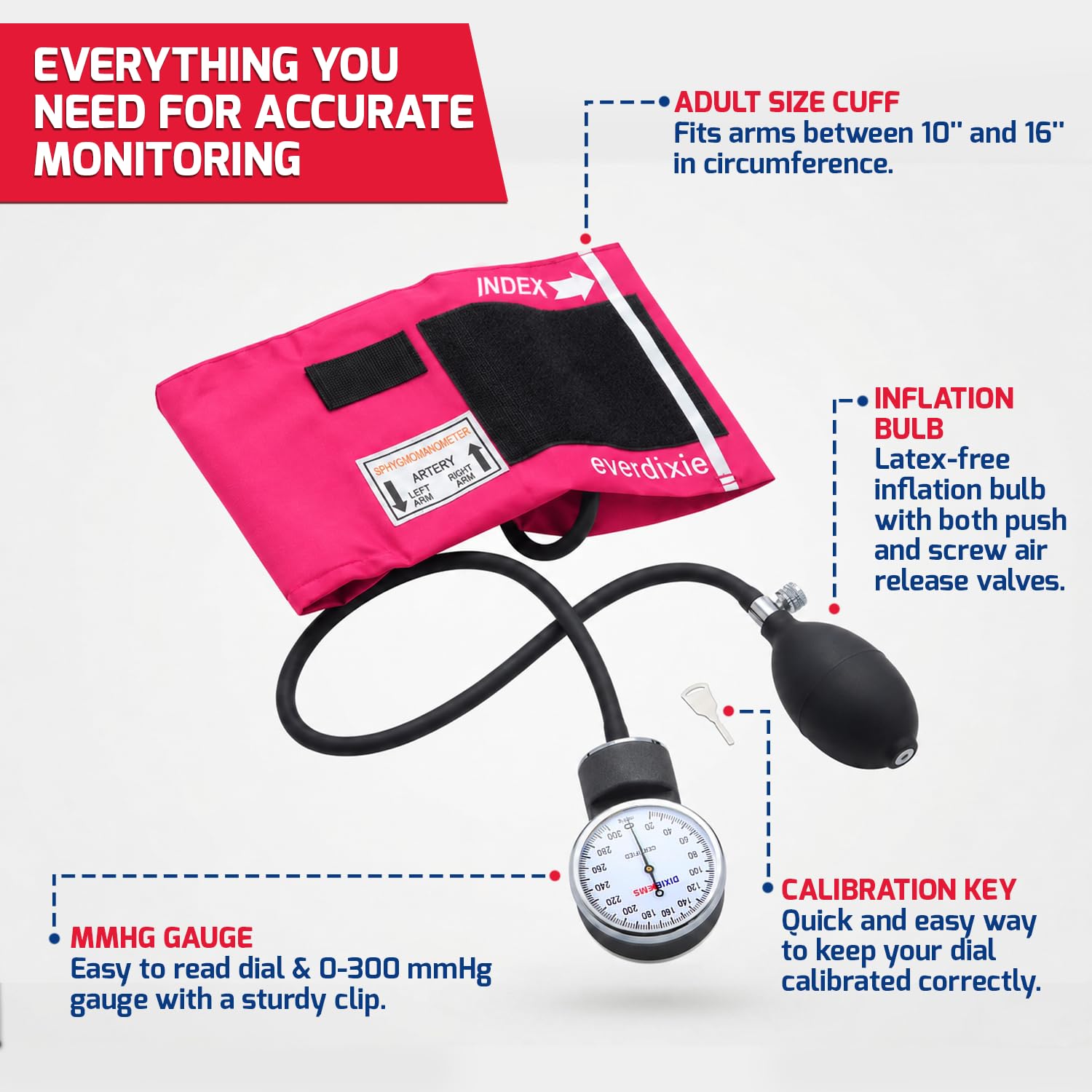 Dixie EMS Blood Pressure Monitor - Pink -3 Dixie EMS Blood Pressure Monitor - Pink -3