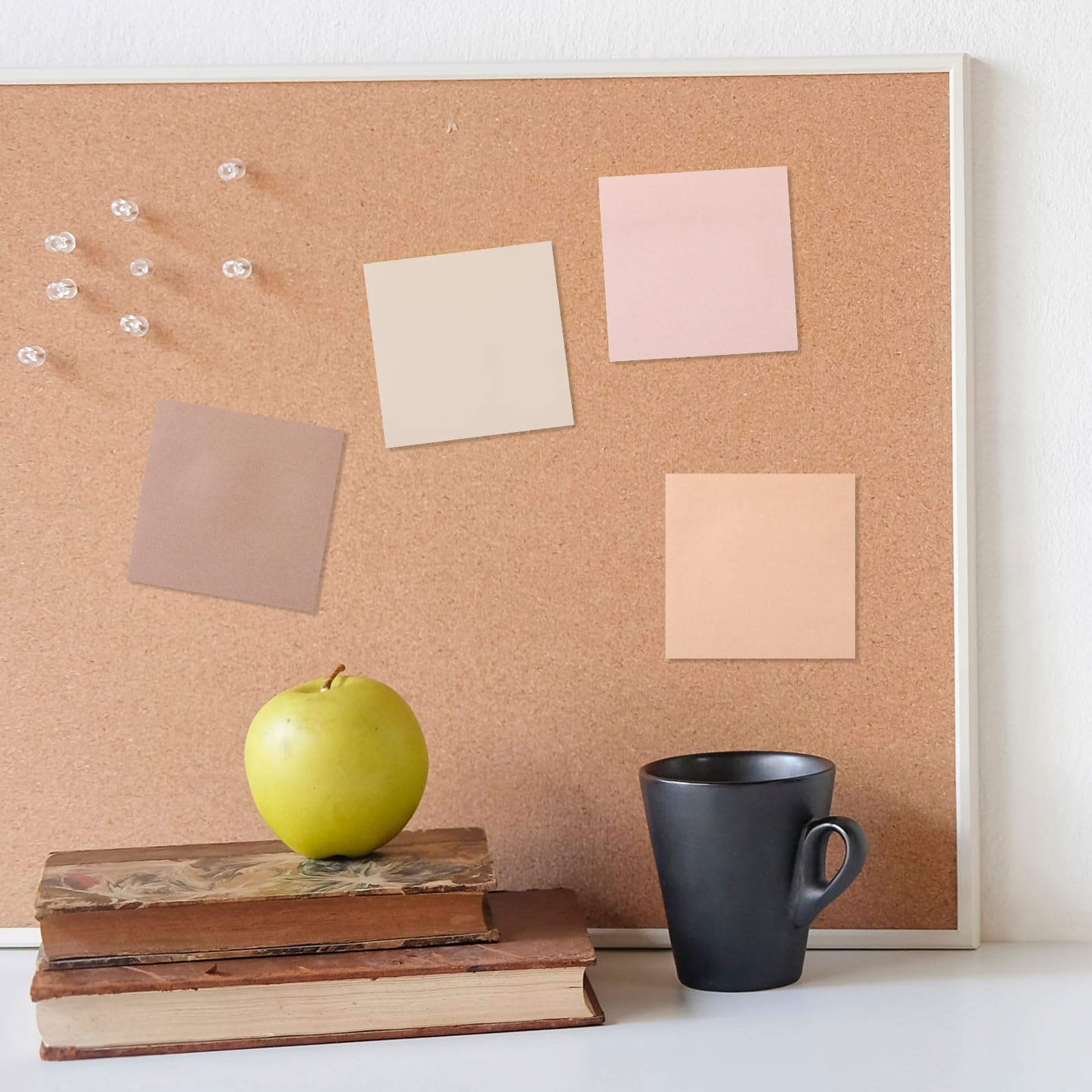 Thenshop 36 Blöcke Haftnotizen, 7,6 x 7,6 cm, selbstklebende Notizblöcke, Bürobedarf, 50 Blatt/Block, farbiges, ästhetisches Klebezubehör, Zuhause, Büro, Notizbuch (Boho-Braun)