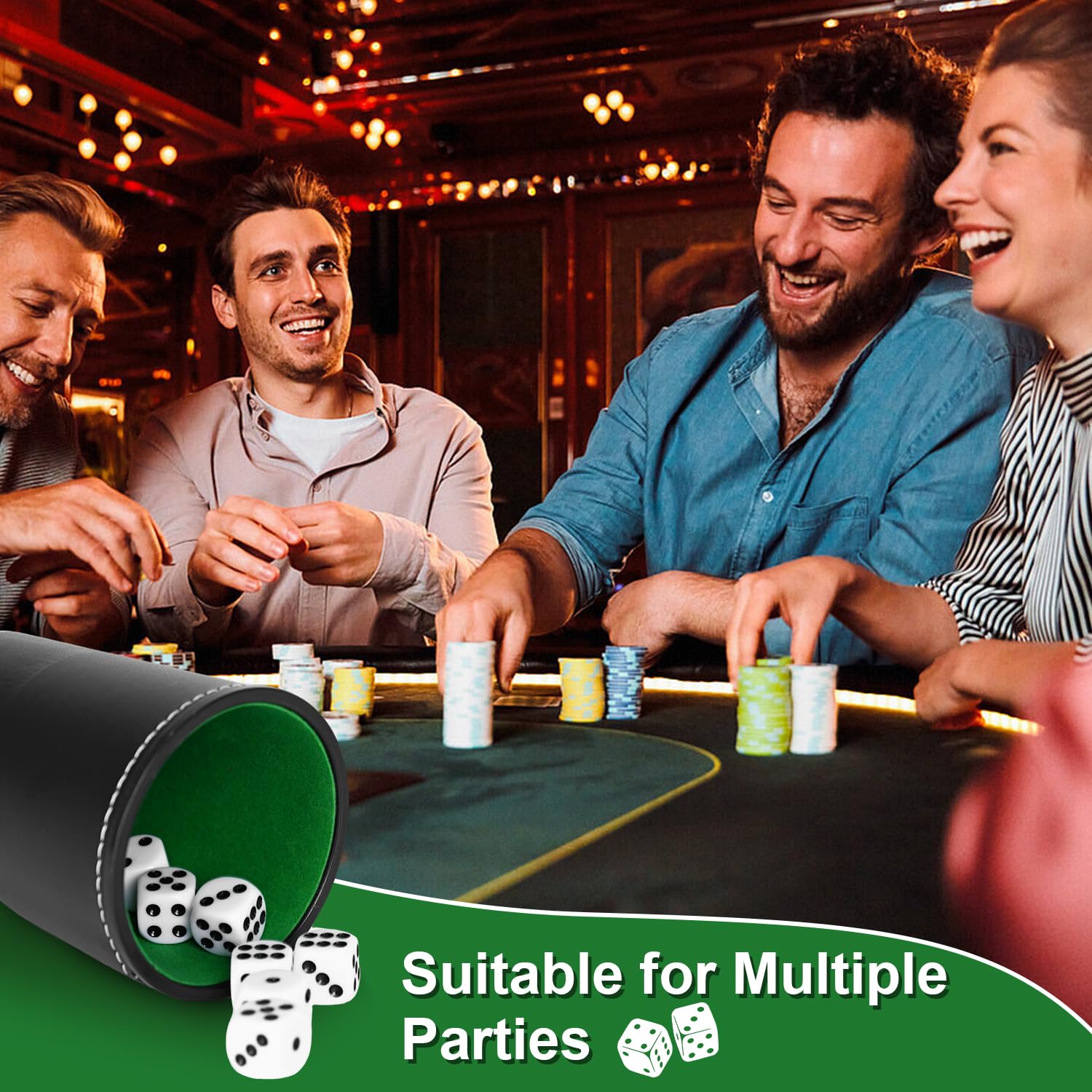 6 Piezas Juego de Tazas de Dados de Cuero con 36 Dados para Juegos de Mesa,Juegos de Fiesta y Reuniones Familiares