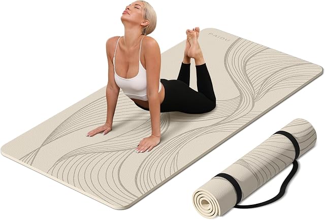Grand tapis de yoga-72.00x36.00 x0.4.00 Largeur supplémentaire & Mat d'exercice épais, confortable, non glissant fonctionne bien sur tout le plancher pour stretching,Yoga Studio,Gym ou Home Workouts