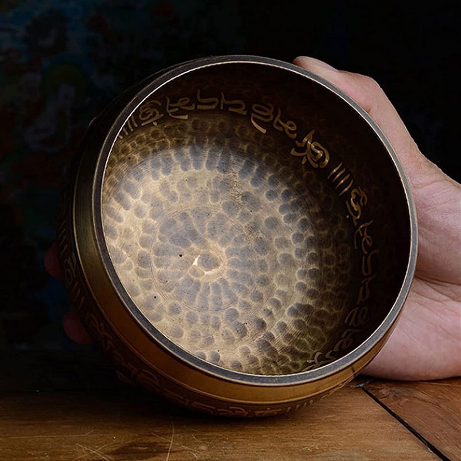 Set di campane tibetane per meditazione buddista, campane sonore dal Nepal, facili da suonare con cuscino percussore a doppia estremità, per yoga, guarigione dei chakra, preghiera e consapevolezza, r