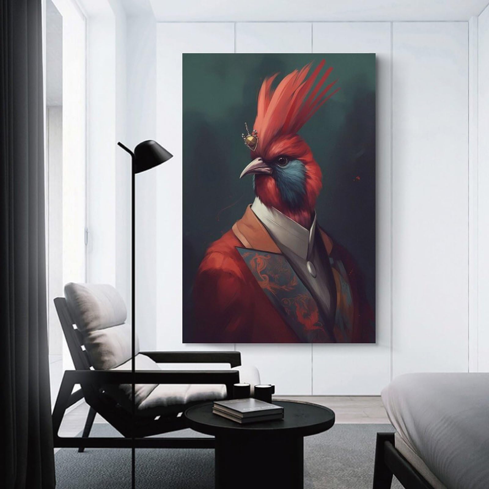 Junmoney Cardinal Folklore Canvas Art Print 12x18inch(30x45cm), for Front Hall, Corridor Or Welcome Spaces, Home Artwork for First Impressions