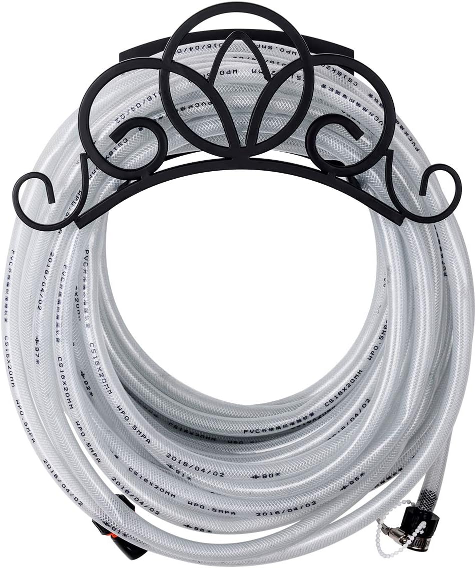 Sunix Garden Hose Holder Heavy Duty, Water Hose Holder Wall Mount for Outside, Metal Garden Hose Hanger Holds 125 ft of 5/8" Hose, Decorative Hose Reels Hose Storage for Outside Yard