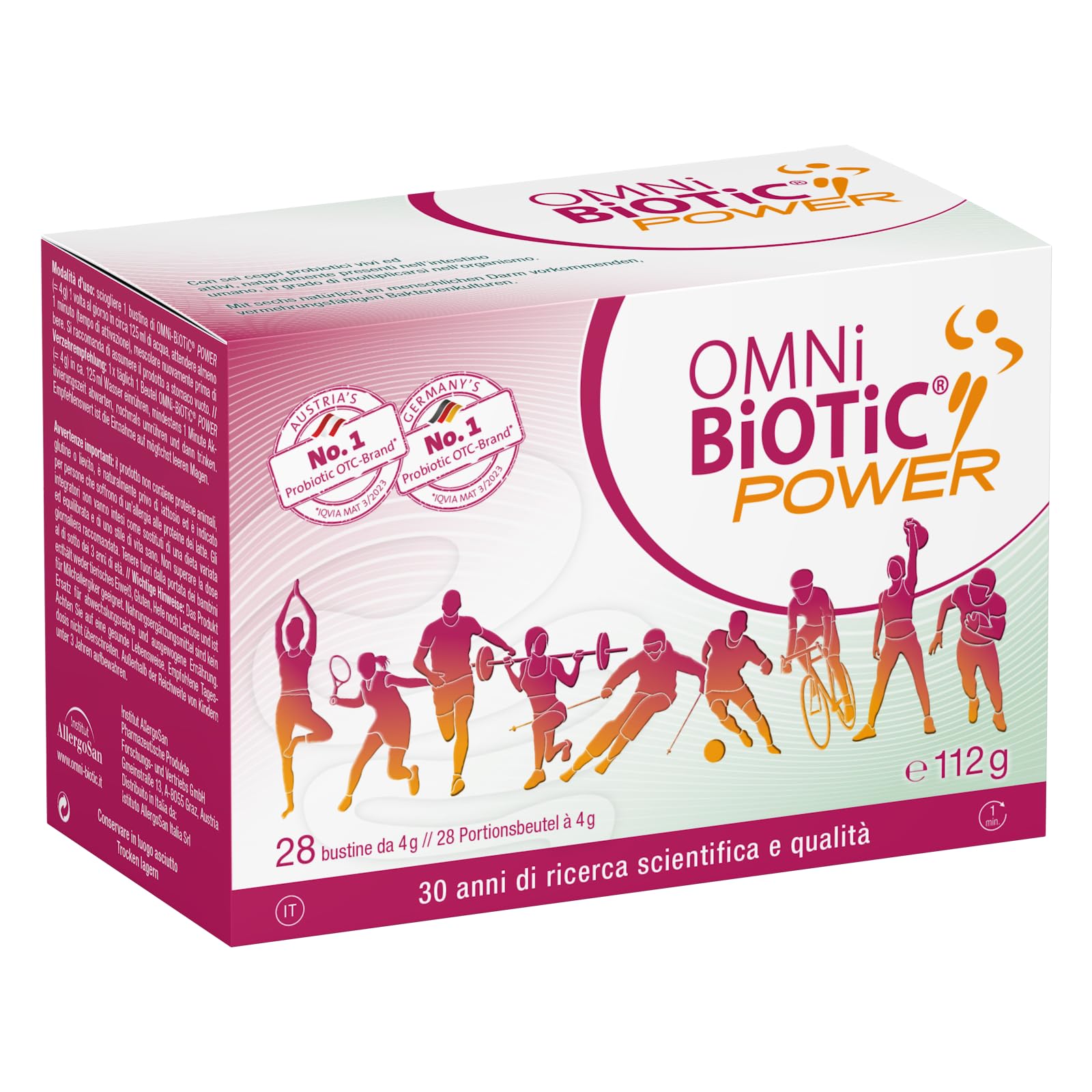 OMNi BiOTiC POWER | Polvere | Prebiotici, Probiotici e Magnesio | Integratore Alimentare con Prebiotici, Probiotici e Magnesio | VEGANO| 28 bustine da 4g