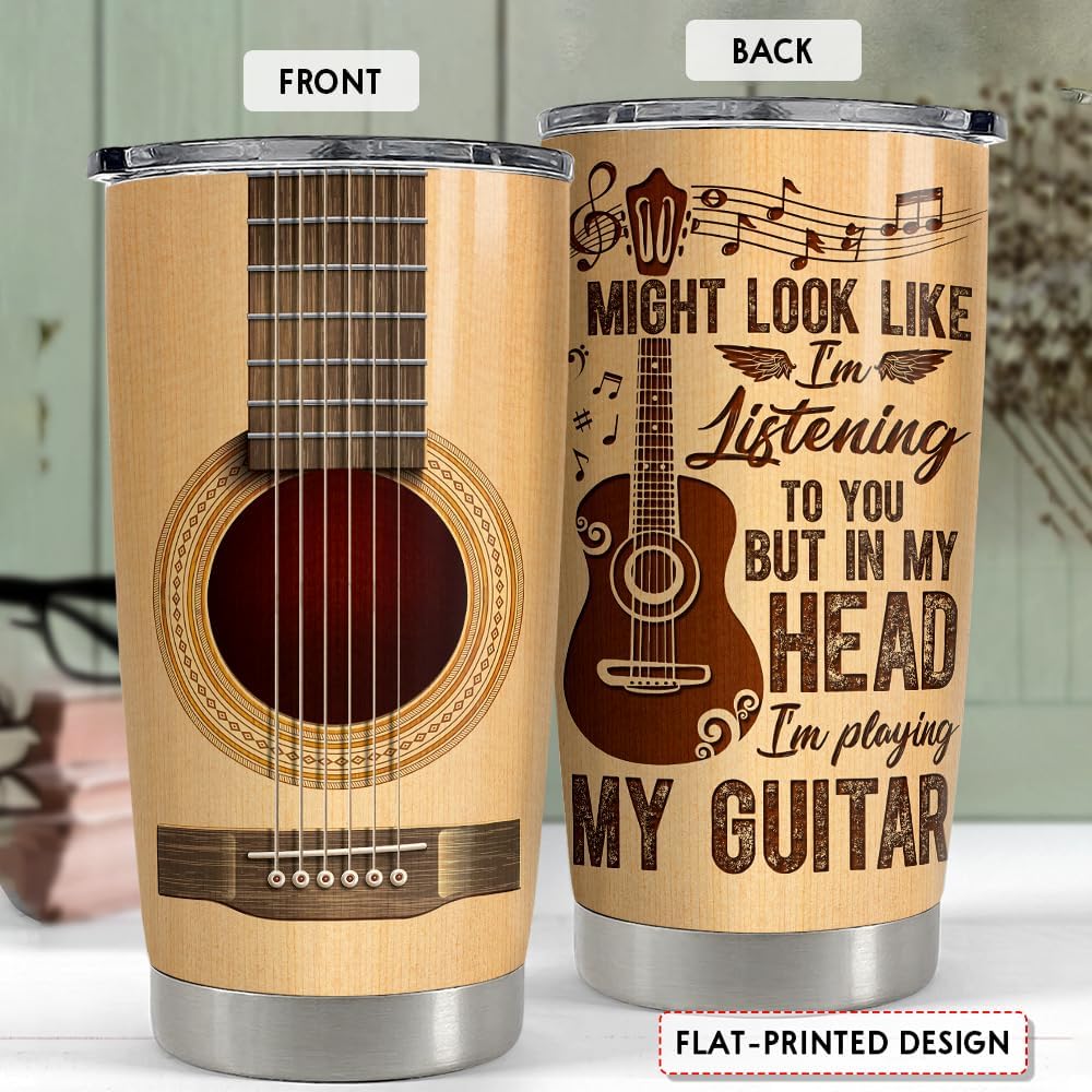 SANDJEST Guitar Tumbler Cup 20oz Guitarist Stainless Steel Insulated Tumblers Guitars Coffee Travel Mug Gift for Musician Players Guitar Lovers Gifts for Birthday Christmas - Image 2