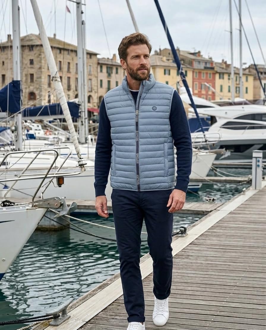 Piumino Uomo Smanicato Leggero Giubbotto Primaverile Autunnale Slim Fit Gilet Mezza Stagione Con Zip Nylon - ESTIVO - 60 GRAMMI - GIACCA ULTRALIGHT