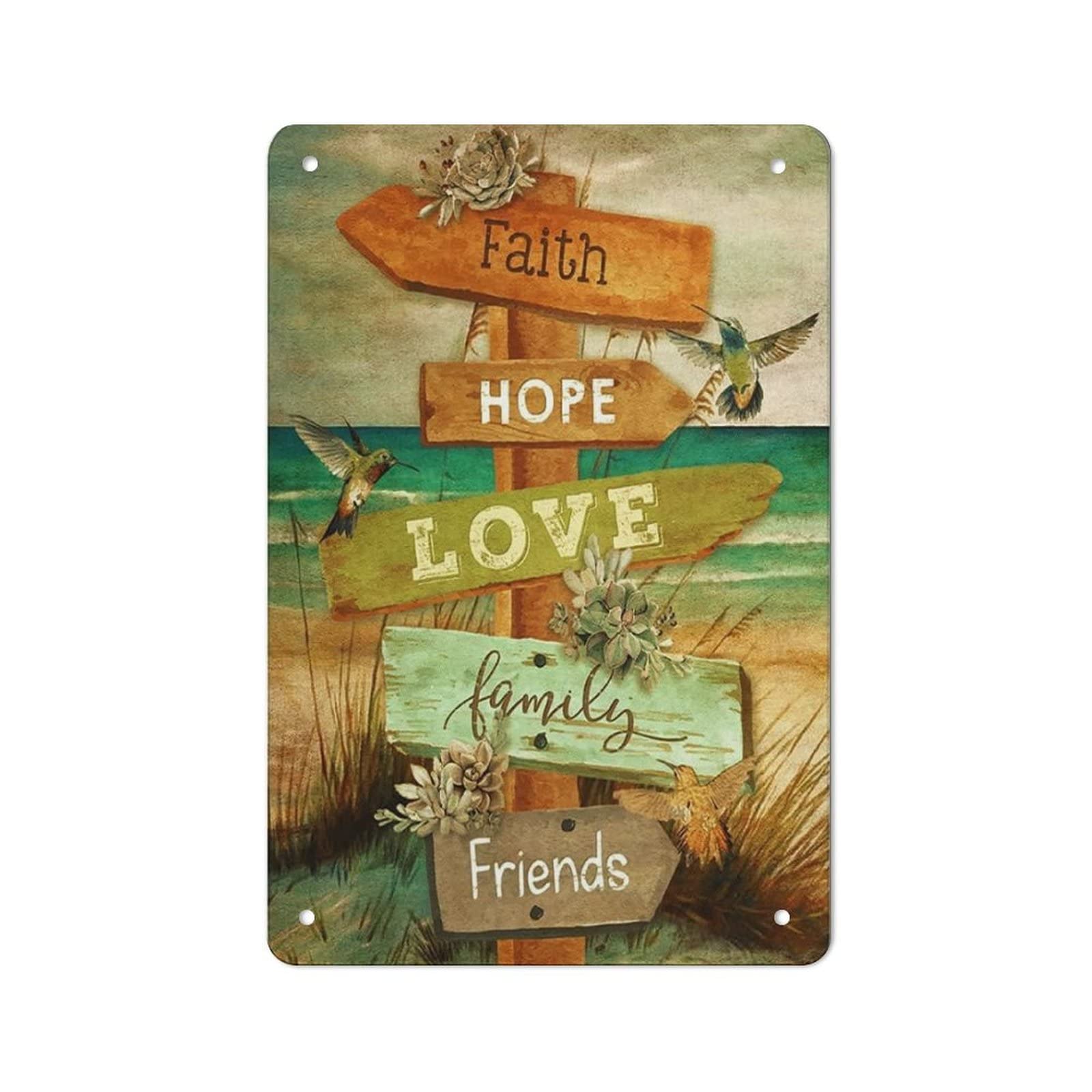 AOOEDM Faith Hope Love To Choose Tin Metal Sign Wall Decor Funny Inspirational Quote Wall Art Sign Vintage Tin Signs For Home Coffee Bar Man Cave Sign Pub Poster